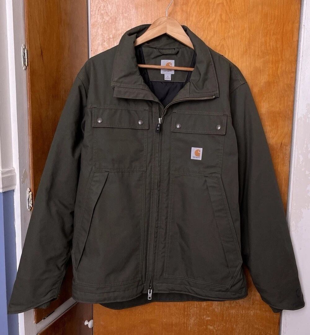 Carhartt Men Quick Duck Jefferson Jacket Green Thinsulate 101492 Sz M Canvas